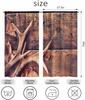 Antlers Kitchen Curtains Brown Winter Leaves Old Rustic Wood Plank Short Tier Curtains for Bathroom Cafe Small Window Drapes Tre