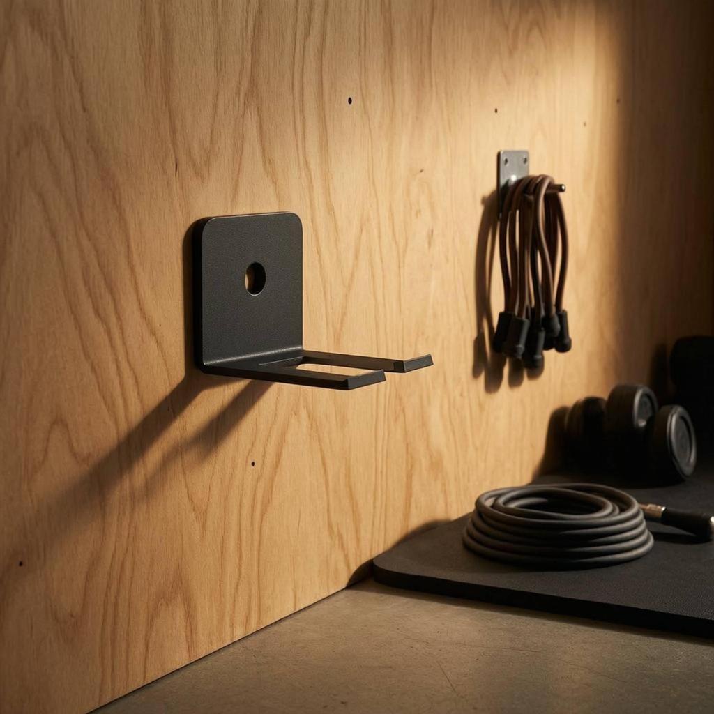 Wall-Mounted Fitness Hook Black Two-Prong Storage Bracket 4 Mm Thick