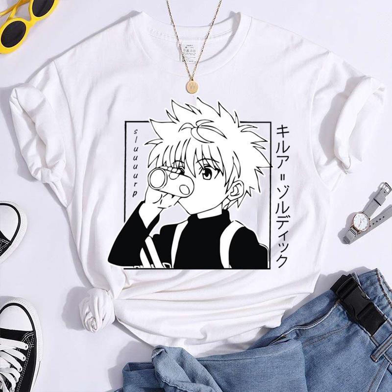 HOT Killua Zoldyck Graphic Print T-shirt Unisex Summer Casual Round Neck Short Sleeve Streetwear Fashion Anime Tee T Shirt