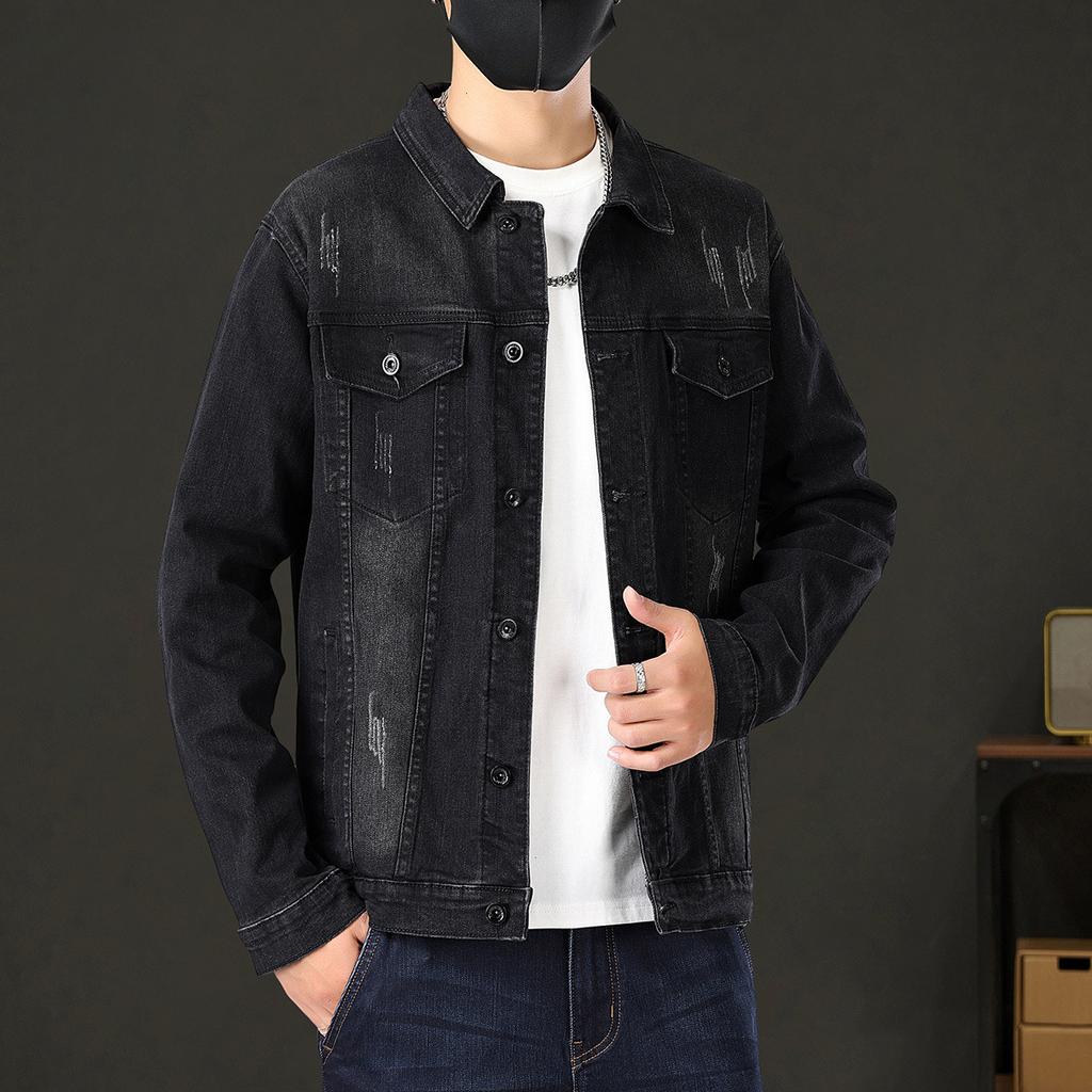 Denim Jacket Men's Spring and Autumn Retro Embroidered Casual Jacket Couple Jacket