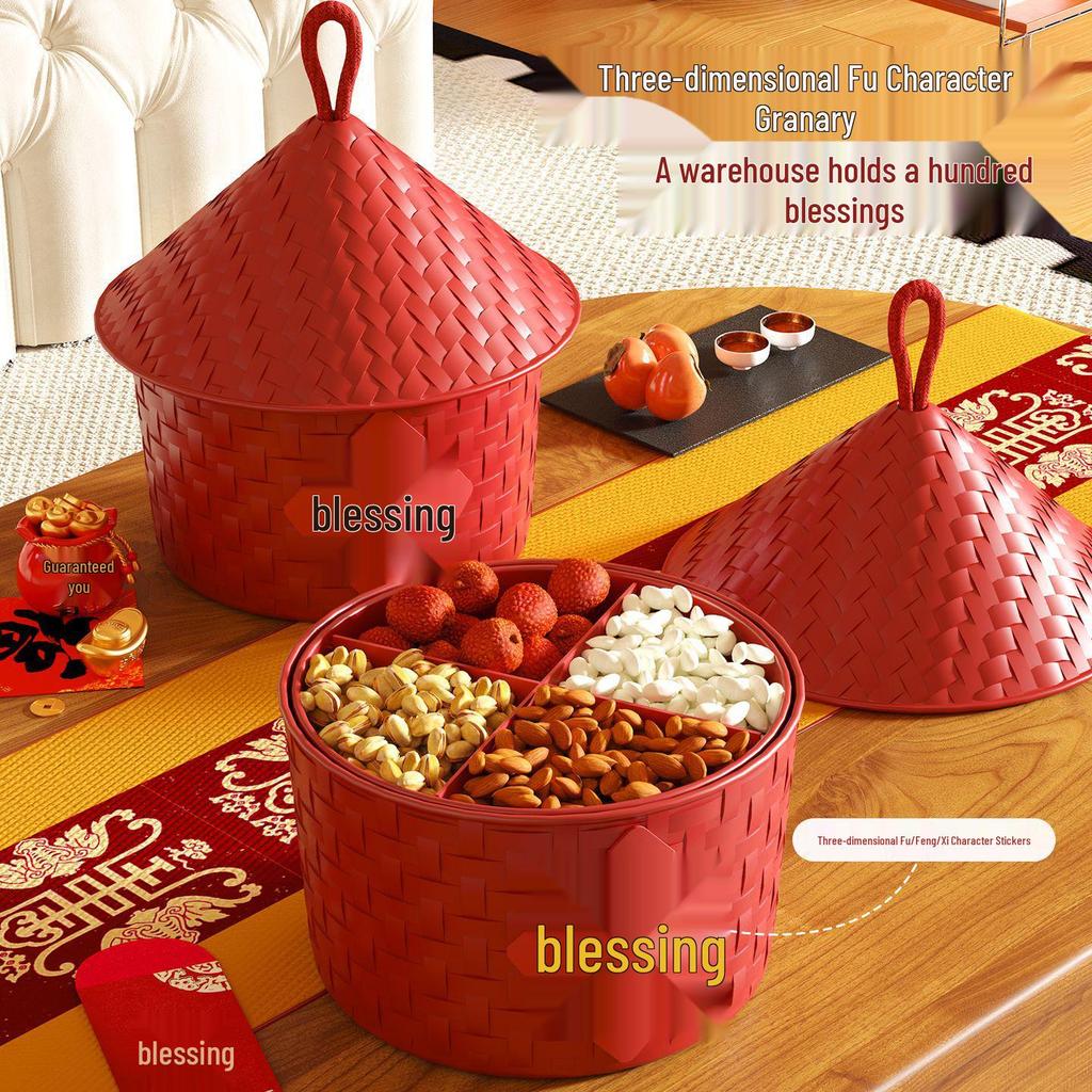 Granary Fruit & Nut Storage Bowl - Melon Seed, Candy, Snack Tray for Living Room