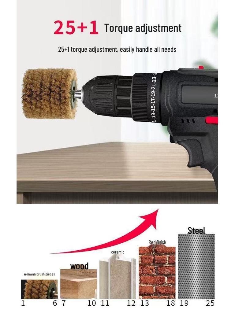 Rechargeable Two-Speed Lithium Battery Hand Drill - Multi-functional Impact Electric Screwdriver Tool for Household Use