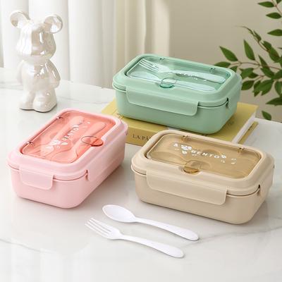 Lunch Box Portable for Children School Office Bento Box Compartment Sealed Food Container with Tableware Microwavable Heating