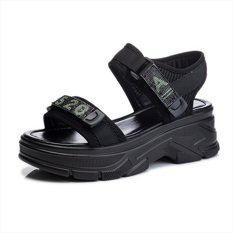 Velcro Rhinestone Flat-soled Women's Shoes 2025 New Summer Women's Fish Mouth Sandals Casual Sports Children