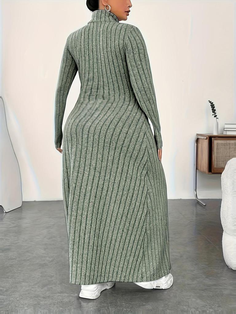 Plus Size High Neck Dress - Autumn/Winter European & American Style for Women