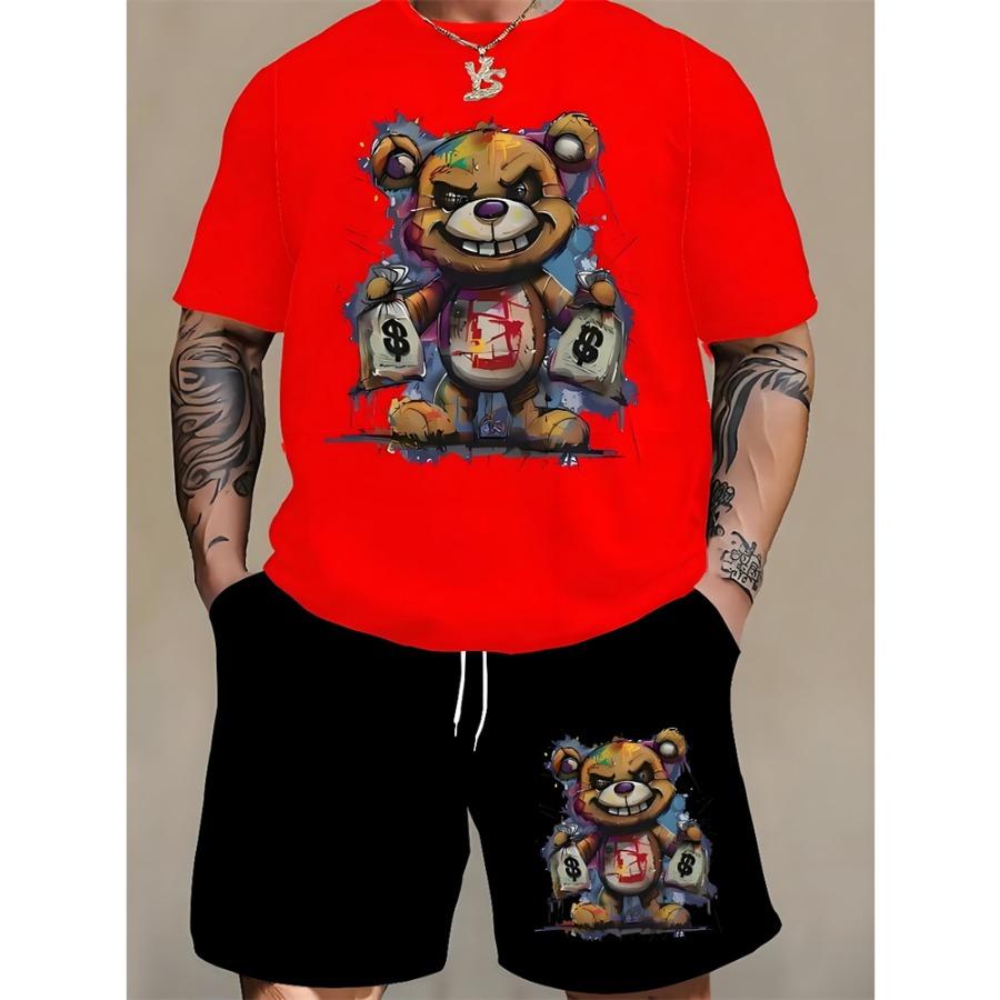 Two-piece Milano Print Men's Set Summer Casual Everyday Men's Short-sleeved T-shirt Outdoor Street Men Fashion Sports Shorts