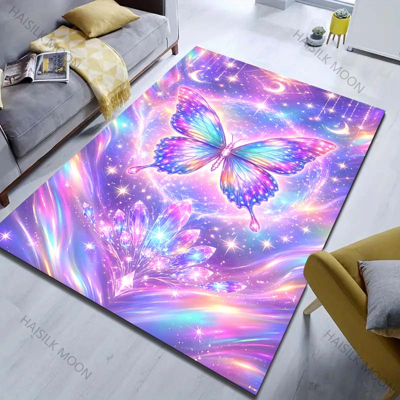 Multiple sizes Colorful dreamlike butterfly and moons Carpet for Living Room Bedroom Sofa Home Decor Rus Non-slip Floor Mat