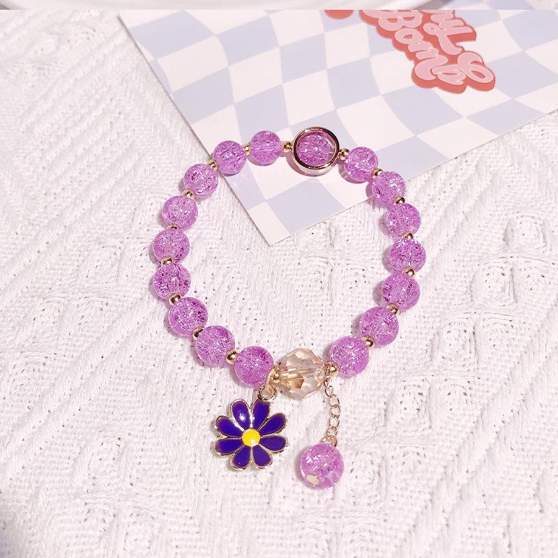 Little Daisy Popcorn Bracelet with Pink Crystal Sunflower – Versatile Women's High-End Feel