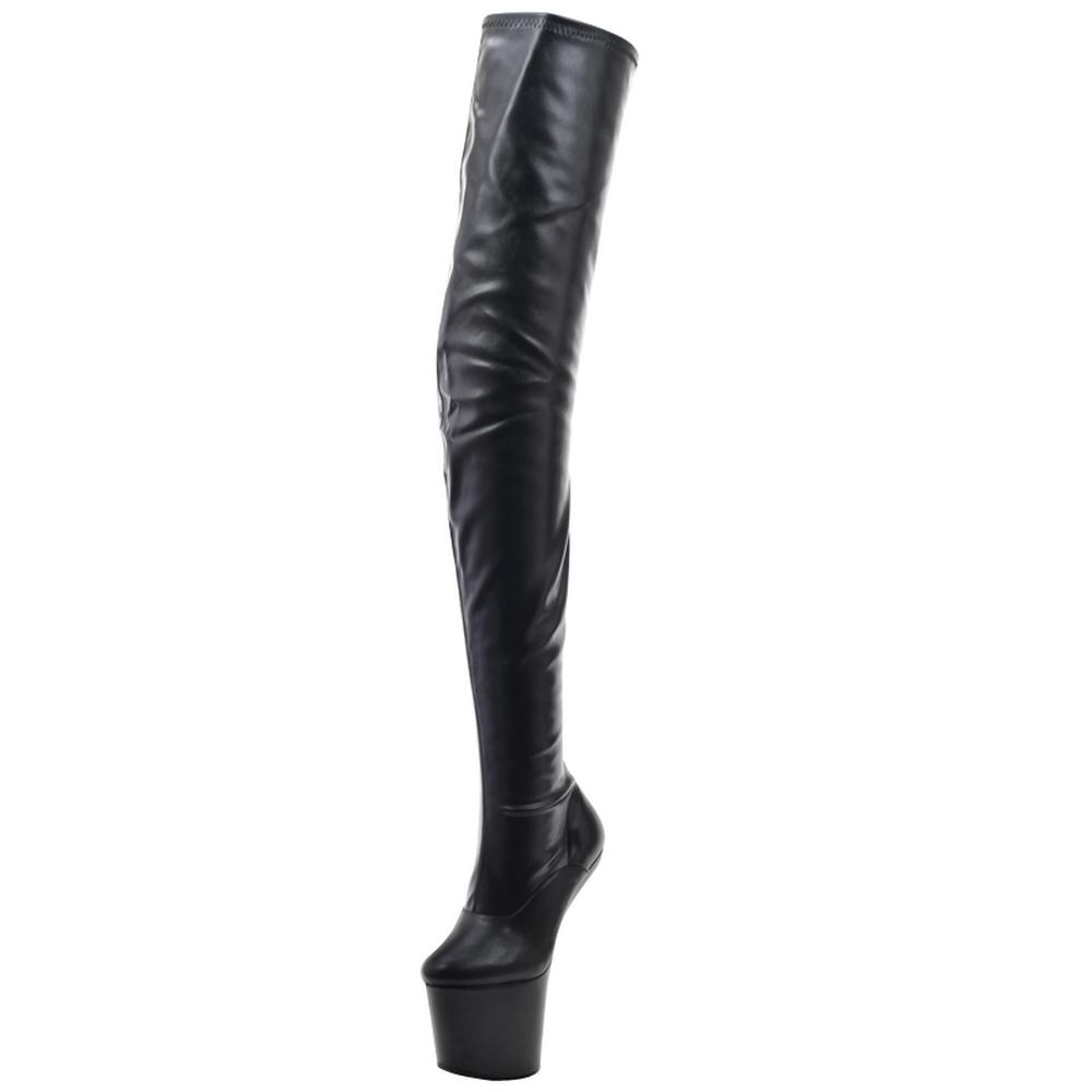 Fashion 20cm Hoof Heelless Women Thigh High Boots,Fetish Platform Bootas,Round Toe,Side Zipper Over-the-Knee Men Pole Dancing Shoes,
