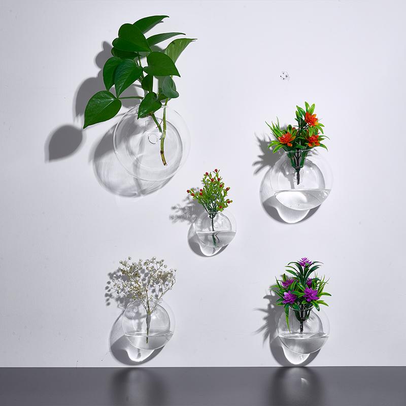 Semi-Circular Hydroponics Wall Decoration Glass Vase Wall Hanging Office