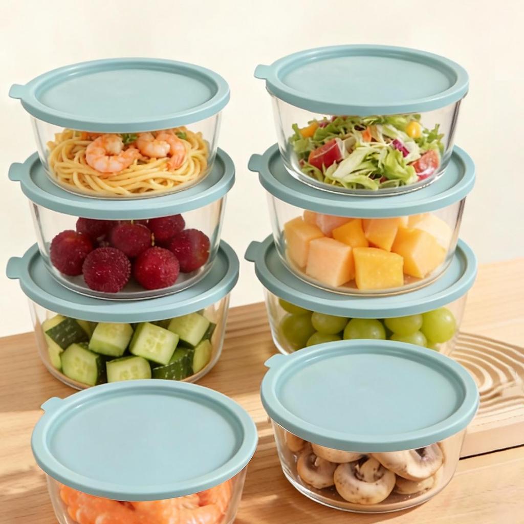 Microwave-Safe Glass Fresh-Keeping Bowl with Lid for Steaming and Cooking.