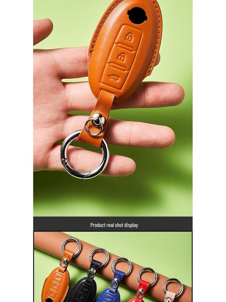 Skórzany Etui na Klucze ze Skóry Wyprawianej Roślinnie dla Nowego Kluczyka Samochodowego Sylphy Murano, Ręcznie Robiony Wzór Klamry dla Mężczyzn