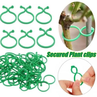 10-100Pcs Green Plastic Garden Plant Clips Bundled Upright Holder Vine Support Ring Tie Strapping Clips for Flower Vegetable Vine Fixing