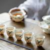 1 Pc Chinese Ceramic Teacup Master Handmade Suede Jade White Porcelain Tea Bowl Hand-Painted Bird Tea Cup Household Tea Set
