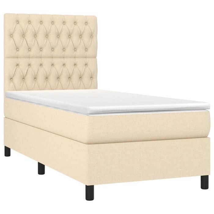 Maison Exclusive - Sommier à lattes de lit et matelas Crème 90x190 cm Tissu