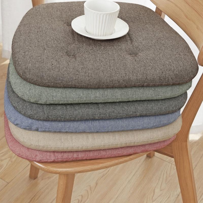 2Pcs Modern Chair Pads With Ties Strap Soft Cotton Linen Cushions For Dining Room Office Comfortable Seating Solution