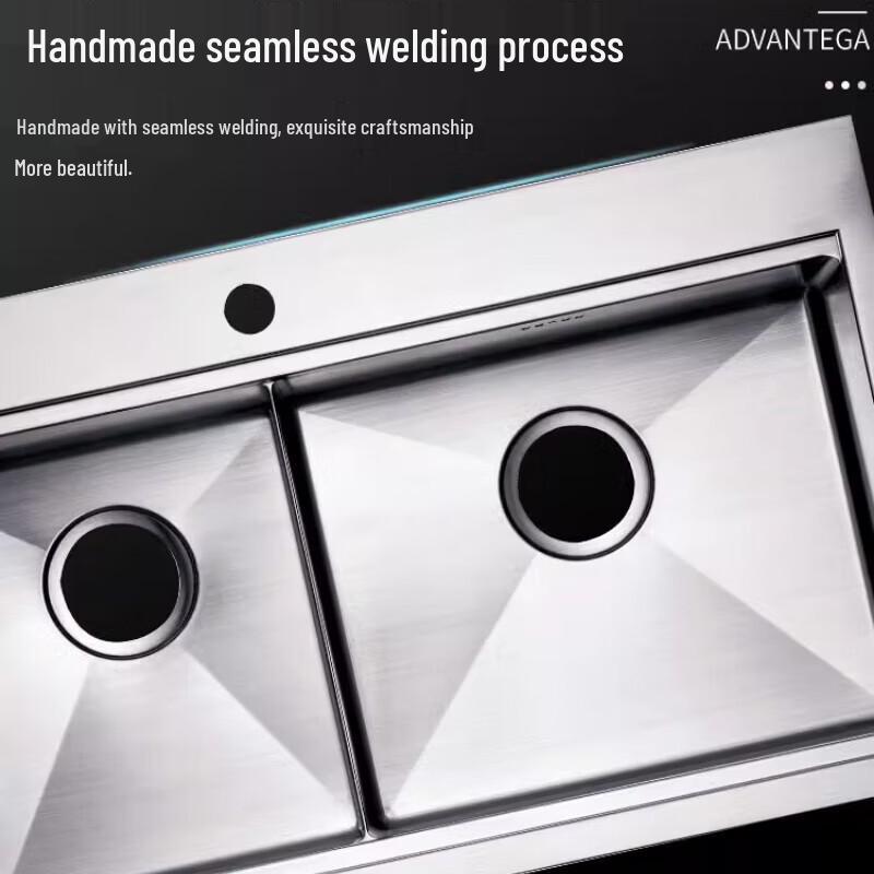 Beifu Floor-Standing Stainless Steel Double Sink with Workbench