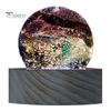 Faux Crystal Glass Balls USB Powered LED Chakra Ball with Wooden Base Ice Cracked Spheres Night Light for Meditation Home Table Decor