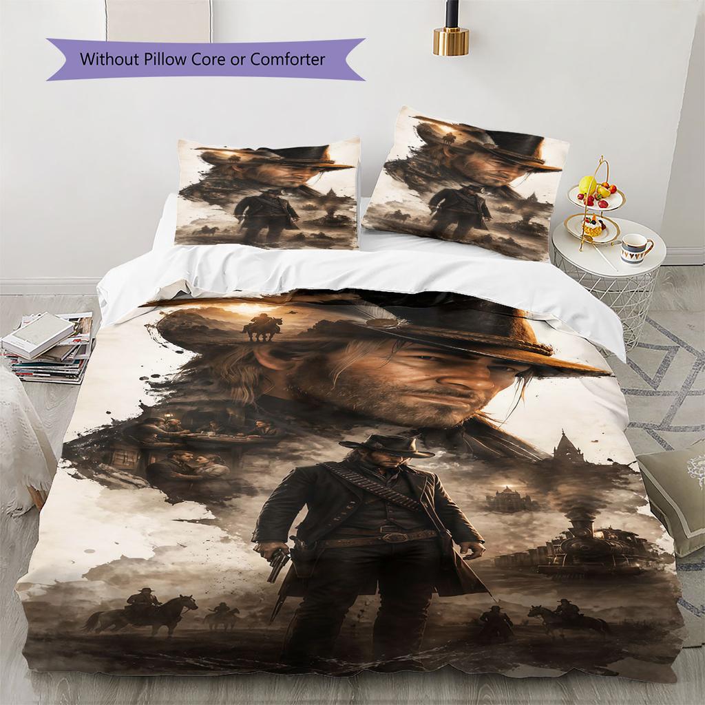 Arthur Morgan Poster Bedding Quilt Set Quilt Cover Pillowcase Home Decoration Birthday Gift (1 * Duvet Cover + 2 * Pillowcase, Without Core)