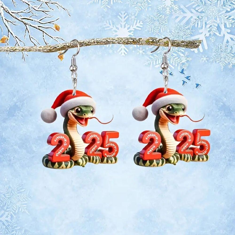2025 Number Number 2025 Dangle Earrings Snake Letter Number Figure Earring  Christmas
