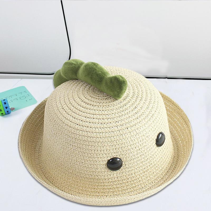 Dinosaur Eyes Baby Straw Hat Cute Super Cute Summer Men and Women Children Beach Sun Hat Children Sunscreen Basin Hat