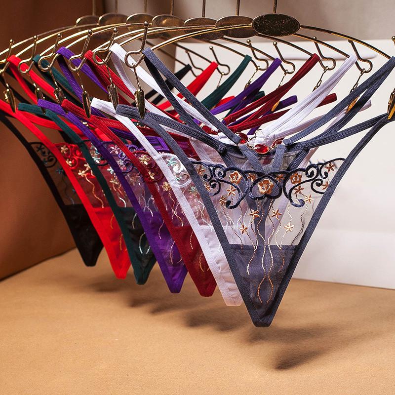 Women Sexy Lace Panties Low-waist Underwear Thong Female G String Breathable Lingerie Temptation Embroidery Intimates
