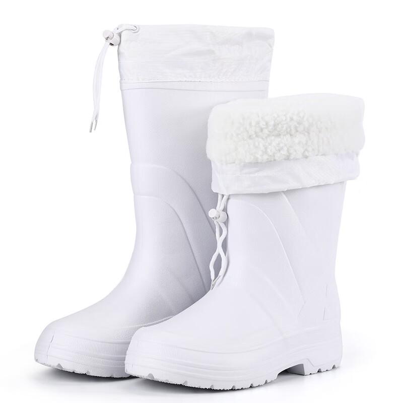 Aotetayu Men's Fleece-Lined EVA Waterproof Work Rain Boots