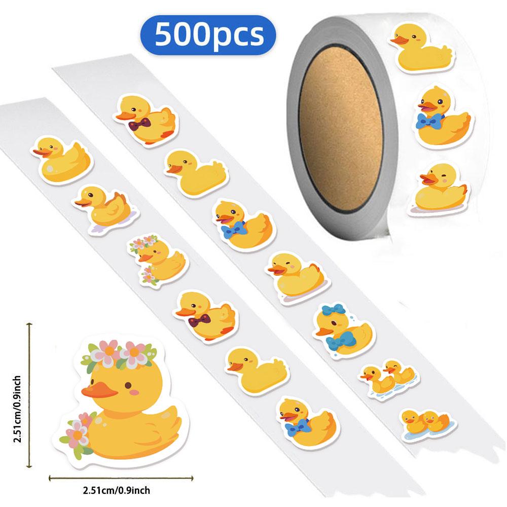 500PCS Cute Yellow Duck Decorative Graffiti Roll Stickers DIY Phone Case Laptop Water Bottle Waterproof Stickers