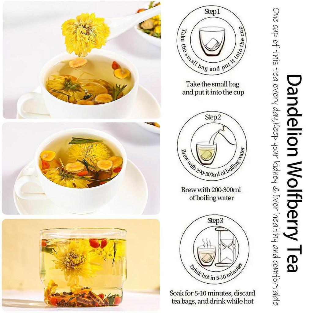 Organic Dandelion and Goji Berry Tea Bags 120g/12 Bags — A Herbal Tea Beneficial for Kidney and Liver Health