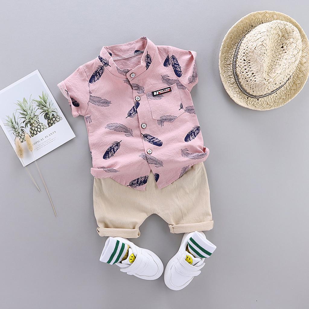BELT 1-4Years Infant Baby Boys Clothes Set Cartoon T-shirt Tops+Shorts Summer Outfits