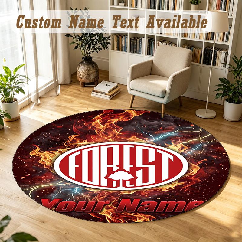 Round Rug Custom NameNottingham Forest FC Pattern Non Slip Carpet Home Floor Decor
