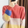 2025 Spring Color Block Striped Knitwear – Loose, Slimming, Lazy Style Top