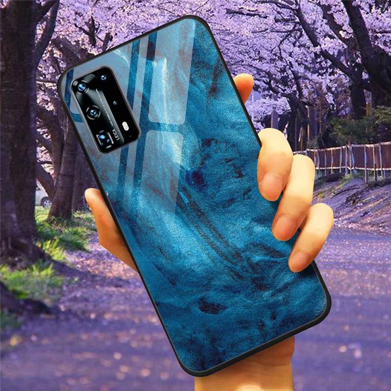For Huawei P40 Lite / P40Pro Case P 40 Tempered Glass Starry Marble Hard Back Cover for Huawei P40 Pro / P40Lite E Cases Coque