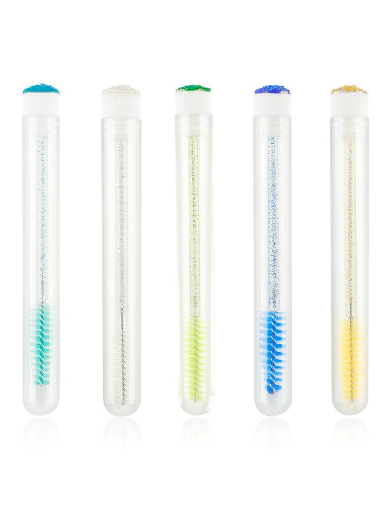 5/10Pcs Portable Makeup Mascara Brush with Drill Tube Installation, Disposable Crystal Rod Mascara Brush, Eyebrow Curling Comb