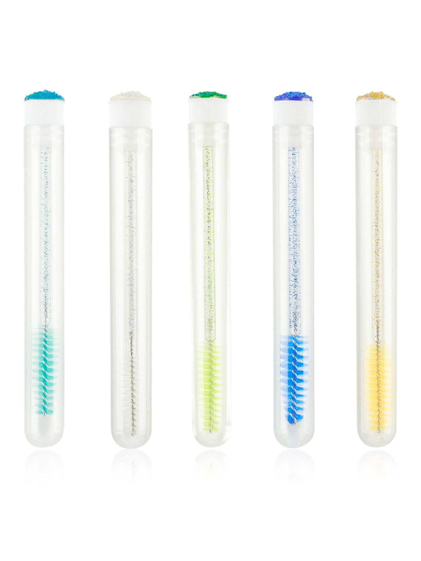 

5/10Pcs Portable Makeup Mascara Brush with Drill Tube Installation, Disposable Crystal Rod Mascara Brush, Eyebrow Curling Comb