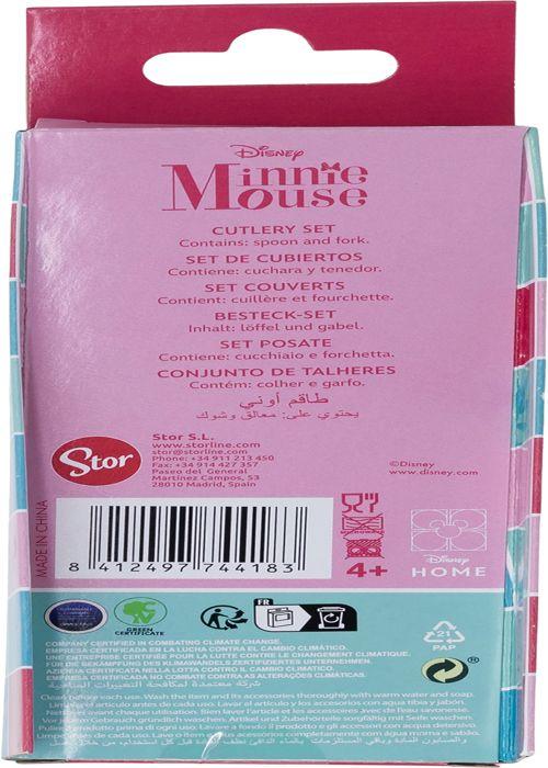 Vitrine - Anrichte - Geschirrschrank Tataway Disney Set mit 2 rosa Besteckteilen für Mädchen aus Edelstahl Minnie mit abgerundeten Enden