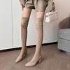 Manga Legs~ Ankara Red Suede Elastic Over Knee Boots Thick Heel Long Tube Skinny Boots High Heel Legs Socks Boots