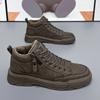 Fashion Leather Men's Boots 2024 new Winter Platform Warm Fur Ankle Short Lace Up Fashion Novelty Concise Casual Work cotton Shoes Botas
