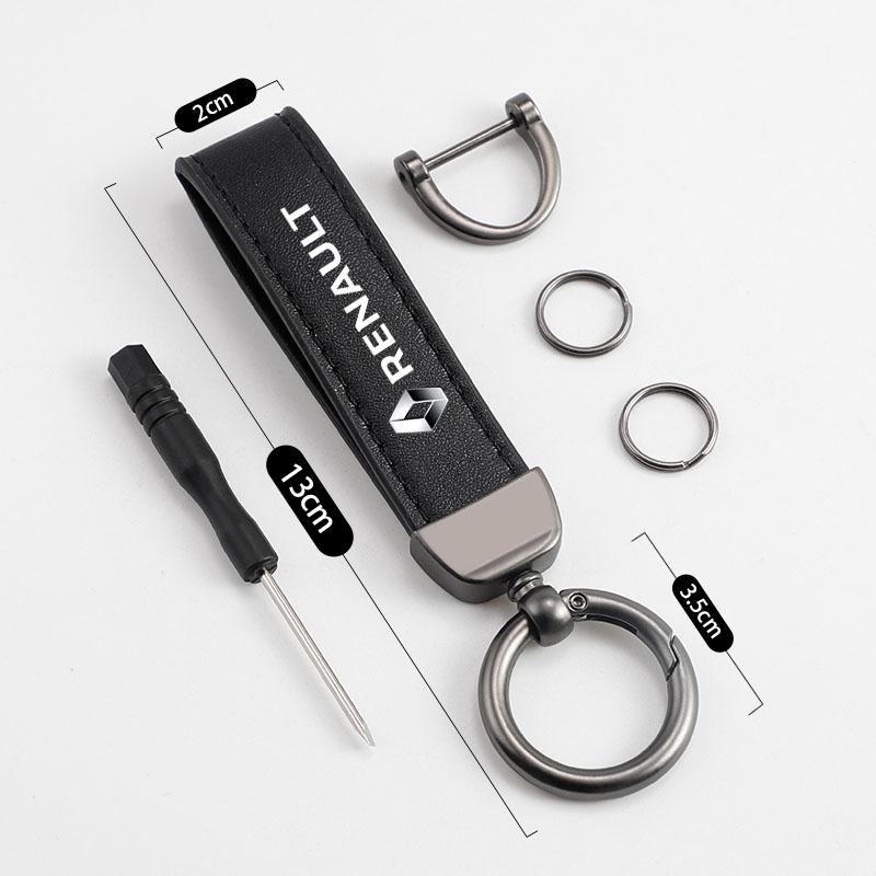 Interior Stickers 1Pcs Leather Keychain Car Logo Keyring Key Chian For Renault Clio Koleos Megane QM6 Scenic Espace Kadjar Captu