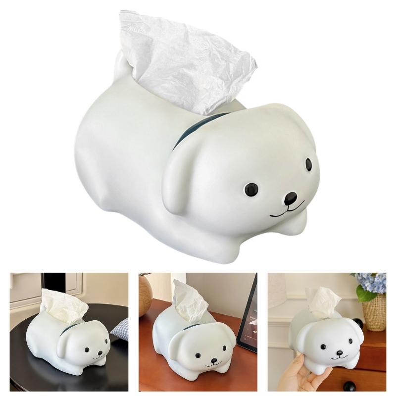 Nordic Adorable Puppy Shaped Tissue Holder Cream Colored Kitchen Counter Organizer Modern Home Decoration Gift Ideas