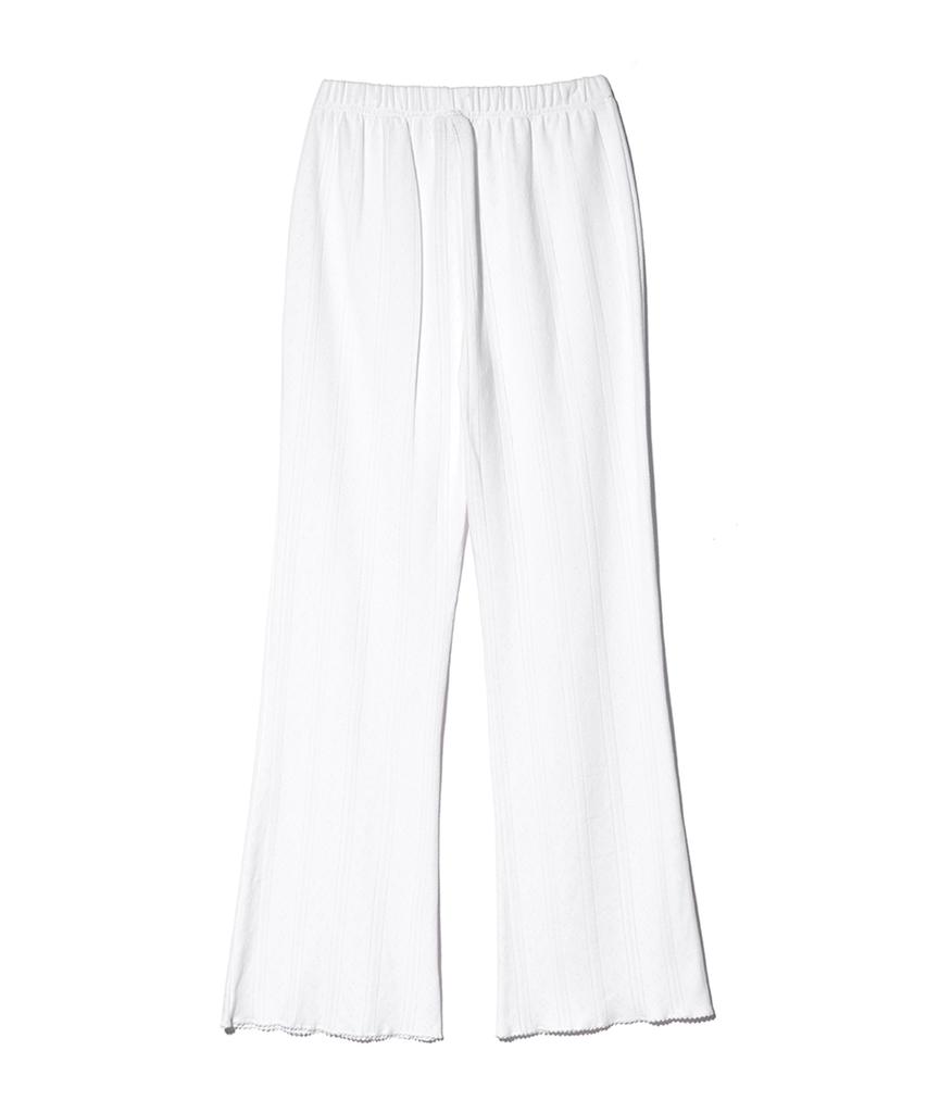 YOUHEE Eyelet Bootscut Pants White
