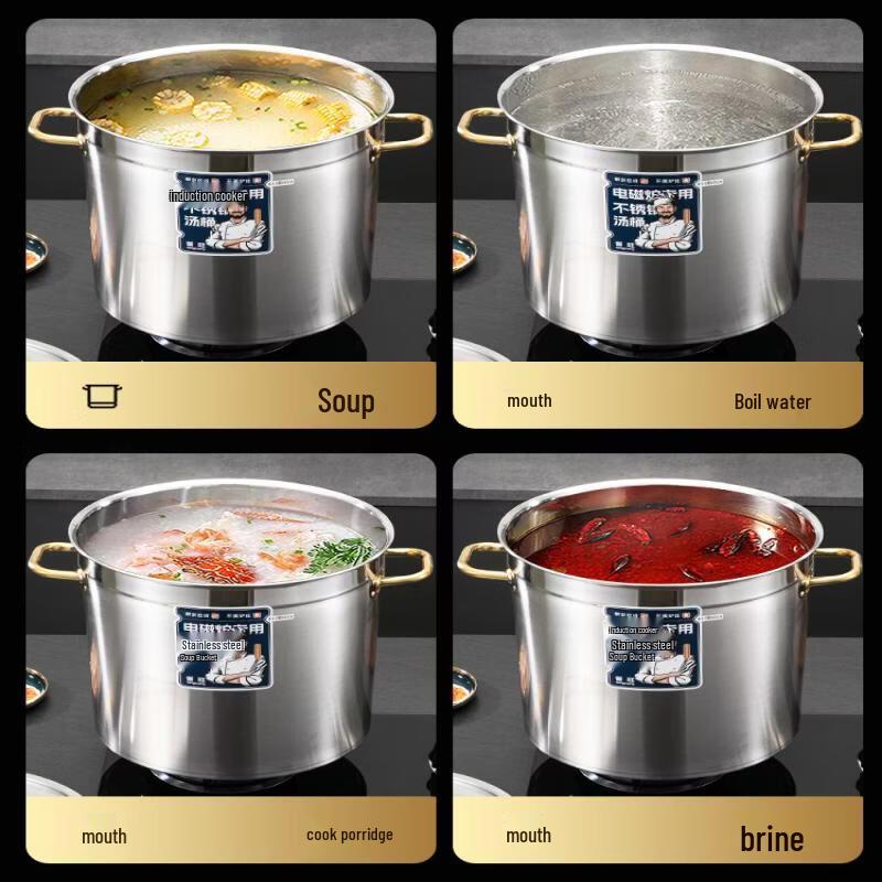 SUS304 Stainless Steel Round Soup Pot with Lid