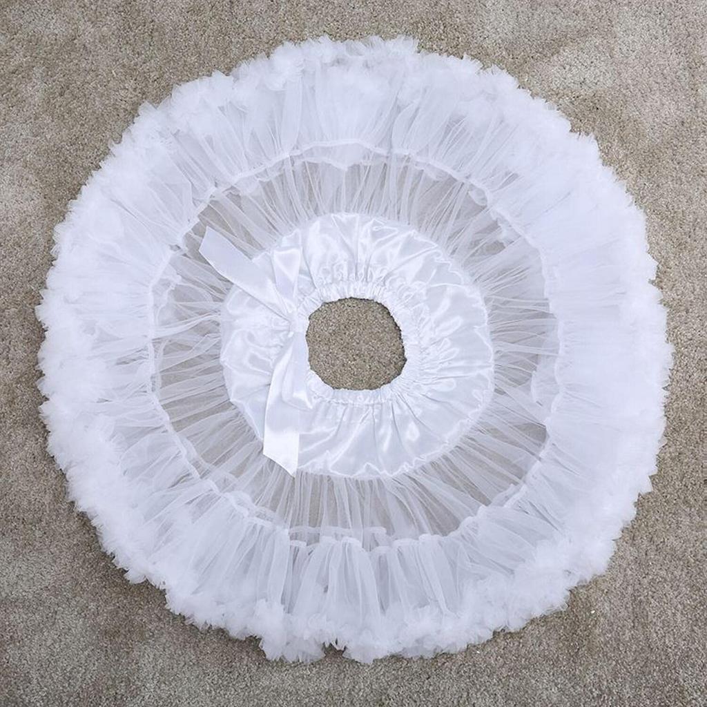 Kuroobaa Voluminous Tutu Tulle Fluffy 40cm Skirt, Petticoat, Pannier, (White)