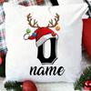 Personalised Christmas Pillow Case Initial with Name Cushion Cover Xmas Party Decor Home Pillowcase Xmas Gift for Family Friends