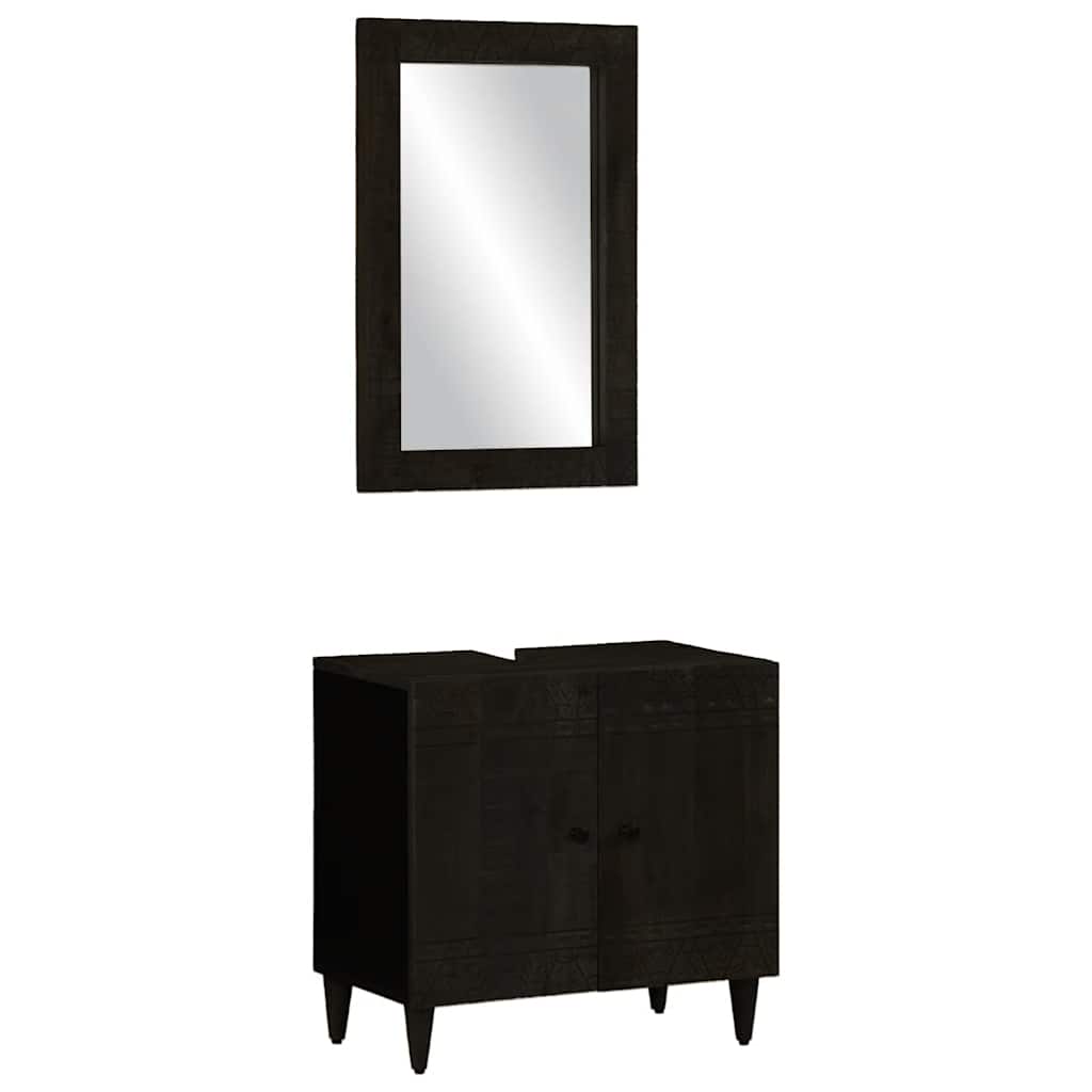 2 Piece Bathroom Furniture Set Solid Mango Wood