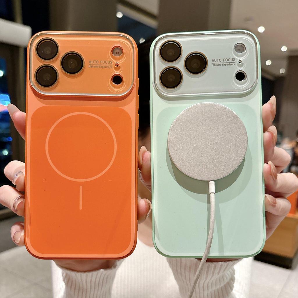 Dual-color Silicone Magnetic Case for iPhone 17 Pro Max with Lens Film & AI Button - Full Coverage for Apple 16