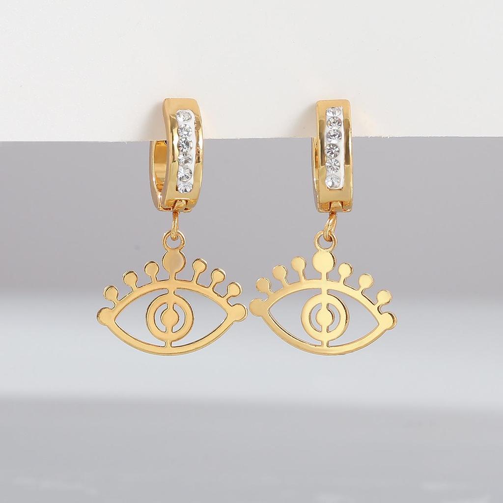 Elegant 18K Gold-Plated Stainless Steel Rhinestone Earrings for Women - Non-Fading Vintage Light Luxury Jewelry