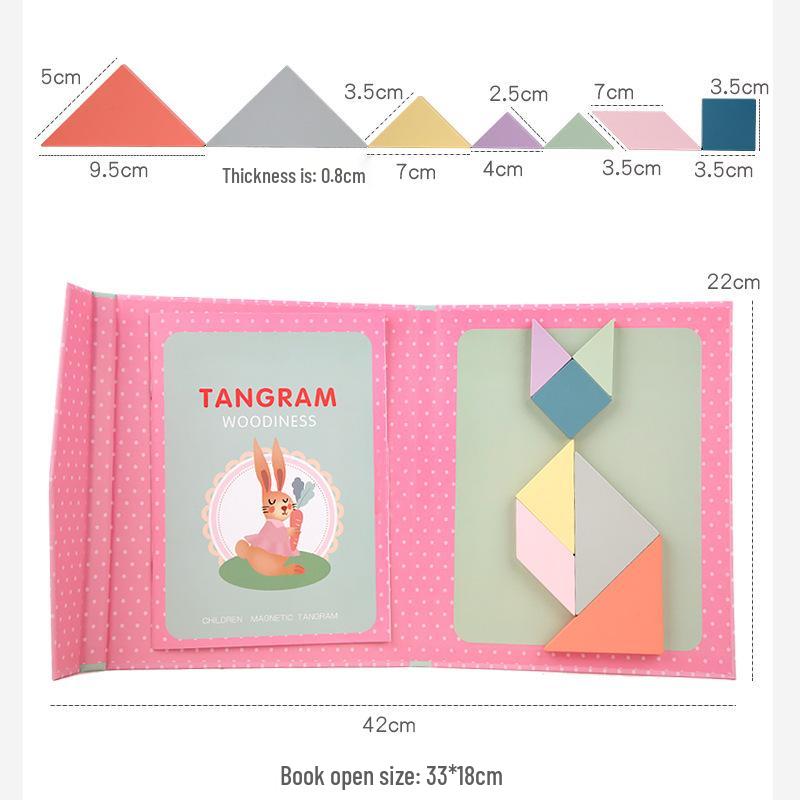 Cross-Border Wooden Magnetic Tangram Puzzle for Kids - Educational Jigsaw for First Grade Learning