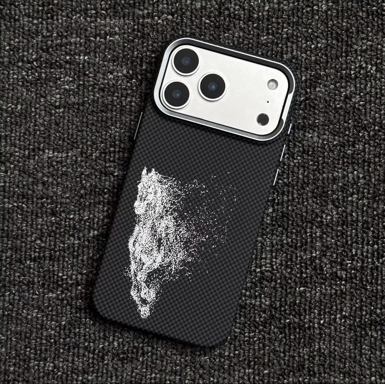 iPhone 17 Pro Max Red Hare Kevlar Magnetic Case - Carbon Fiber Texture 16