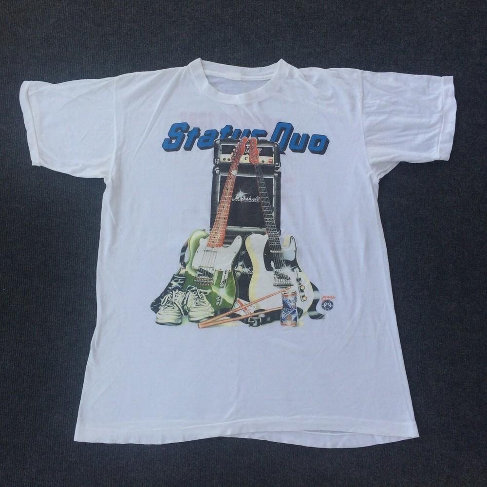 Status Quo Band  100% Cotton Shirt Full Size Tour 2SIDE Unisex T-Shirt L